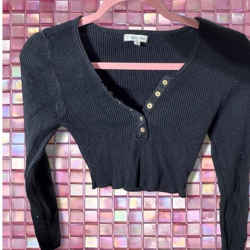 Black ribbed knit long sleeve
